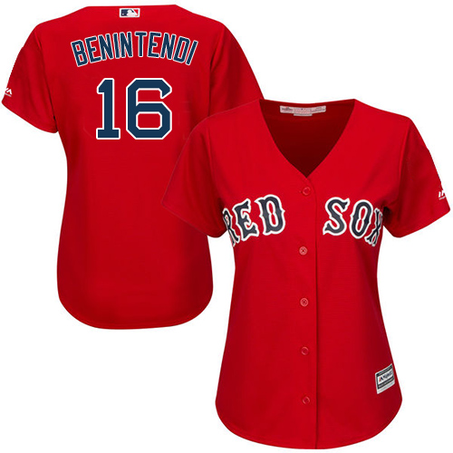 Red Sox #16 Andrew Benintendi Red Alternate Women's Stitched MLB Jersey